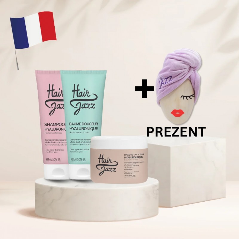 Rutyna Hair Jazz dla długich włosów: Szampon, lotion, odżywka, maska + ręcznik turban w prezencie